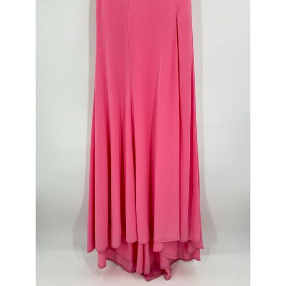 RACHEL ALLEN Pink Hand Beaded Open Back Halter Top Princess 2069 Prom Dress Sz 6 - Picture 6 of 12